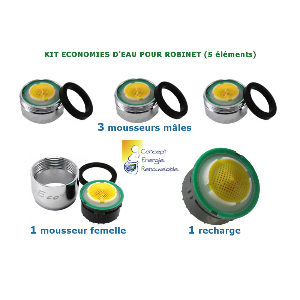 Lot de (5) Mousseurs Économiseurs d'eau de robinet